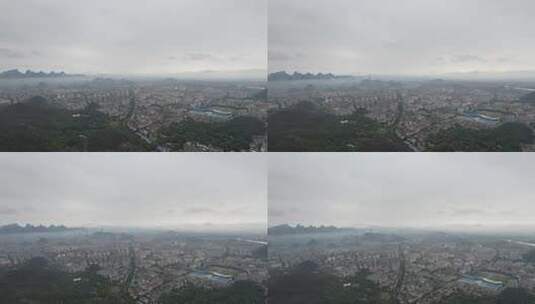 城市清晨迷雾平流层风景航拍高清在线视频素材下载