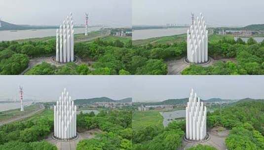武汉中山舰遇难者纪念碑高清在线视频素材下载