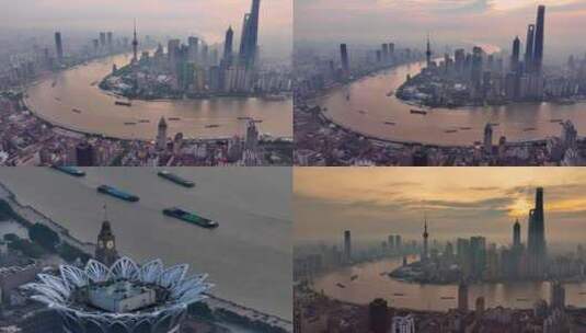 上海陆家嘴金融中心4K航拍高清在线视频素材下载
