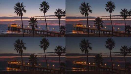 加利福尼亚曼哈顿海滩的延时摄影。高清在线视频素材下载