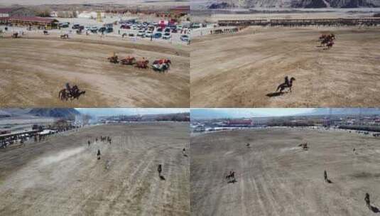 航拍新疆南疆塔县春节人文叼羊比赛高清在线视频素材下载