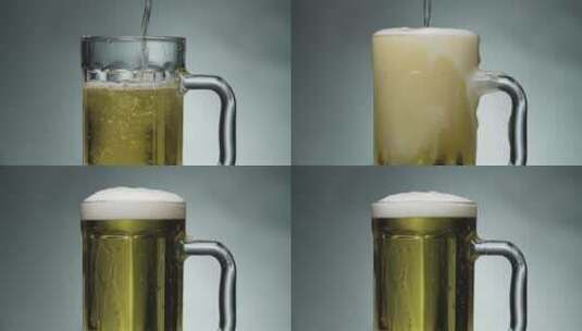 啤酒杯倒啤酒高清在线视频素材下载