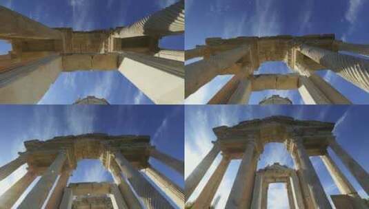 阿芙罗狄蒂神庙遗址的低角度拍摄高清在线视频素材下载