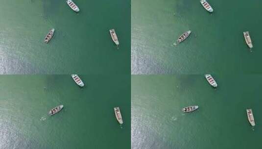 航拍沿海城市海上渔船高清在线视频素材下载
