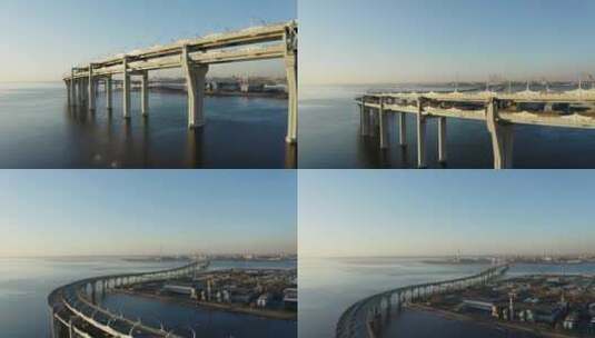 航拍海上大桥高清在线视频素材下载
