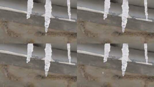 特写冰雪融化冰柱滴水高清在线视频素材下载