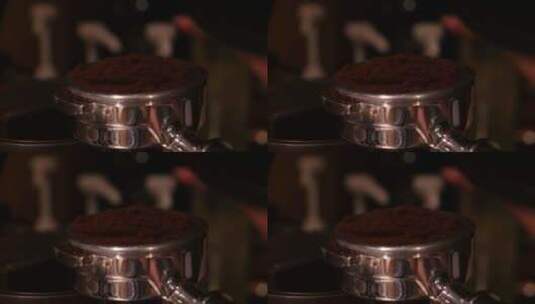 咖啡粉咖啡店咖啡机特写高清在线视频素材下载