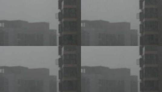 暴雨城市住宅大雨虚实景高清在线视频素材下载