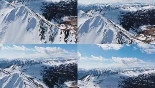航拍四川夹金山自然风光冬天雪景高清在线视频素材下载
