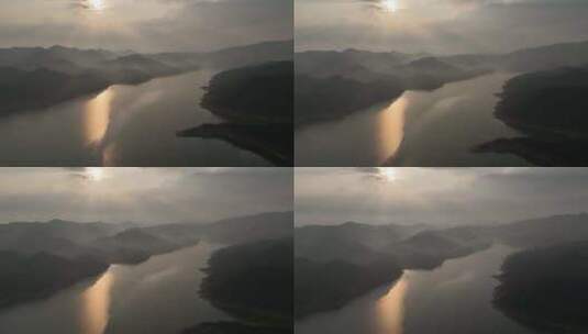 金寨梅山水库风景区航拍高清在线视频素材下载