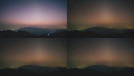 黄昏过渡到星空，山川延时摄影高清在线视频素材下载