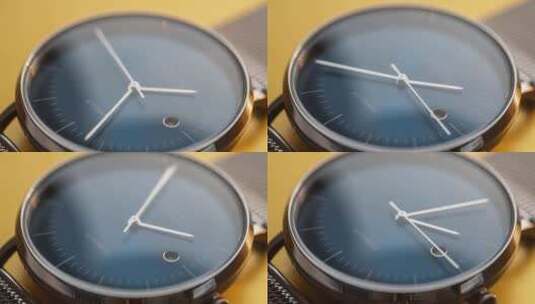 宝蓝色金属自动机械手表指针高清在线视频素材下载