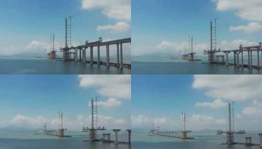 黄茅海大桥建设中一高清在线视频素材下载