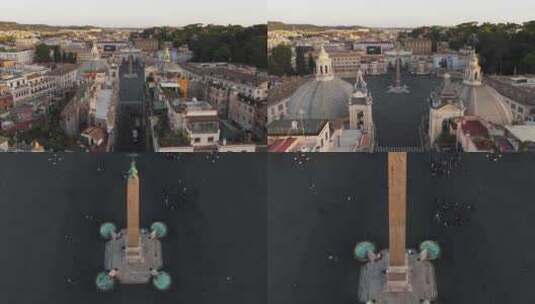 罗马人民广场意大利古迹地标城市航拍无人机高清在线视频素材下载