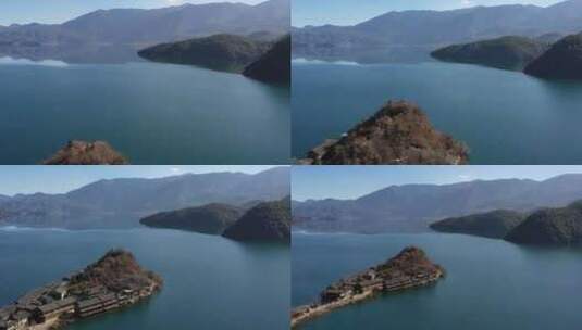 泸沽湖航拍高清在线视频素材下载