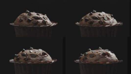 巧克力麦芬蛋糕旋转特写高清在线视频素材下载
