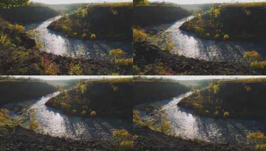 内蒙大兴安岭达尔滨湖国家森林公园日出秋景高清在线视频素材下载