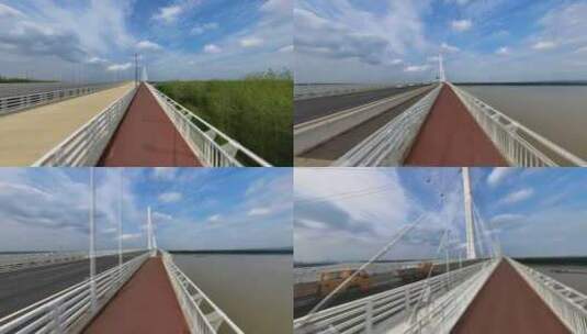 第一视角快速飞行穿越大桥高清在线视频素材下载