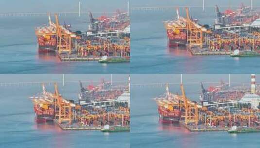 厦门国际贸易集装箱港口航拍高清在线视频素材下载