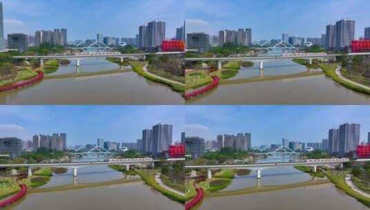 4K航拍广州南沙蕉门河1高清在线视频素材下载
