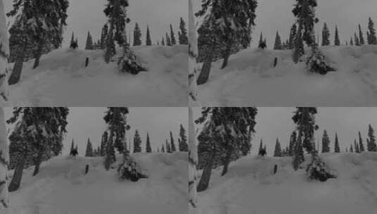 特写在雪山坡上滑雪的男生高清在线视频素材下载