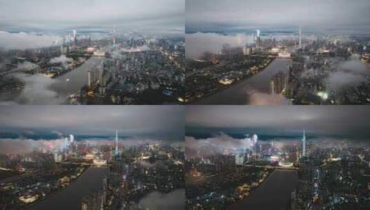 广州夜景云海航拍延时高清在线视频素材下载