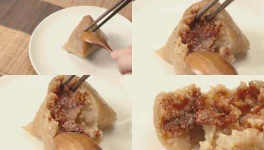 蜜枣粽扒开粽子素材高清在线视频素材下载