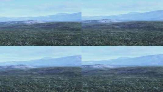 背景是雄伟山脉的广阔草地景观高清在线视频素材下载
