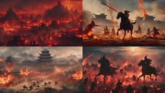 中国古代军队骑马厮杀2高清在线视频素材下载