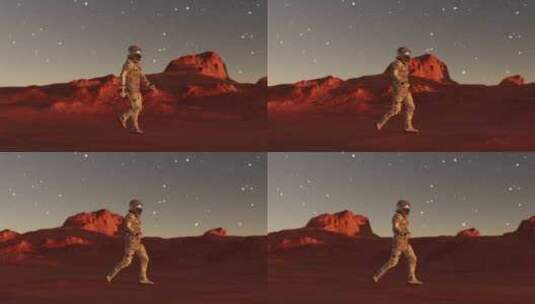 宇航员在火星表面行走高清在线视频素材下载