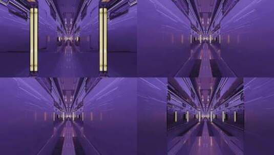 紫色未来走廊隧道高清在线视频素材下载