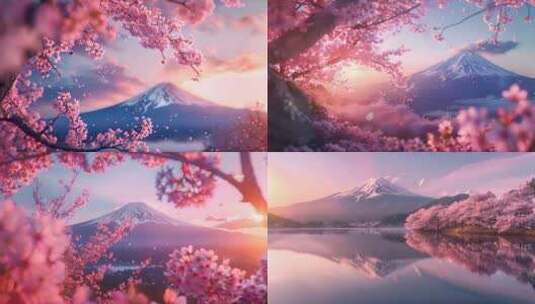 富士山樱花高清在线视频素材下载