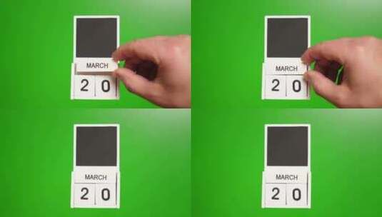 03.绿色背景上日期为3月20日的日历。高清在线视频素材下载