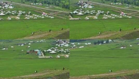 新疆伊犁唐布拉草原房车营地HDR高清在线视频素材下载