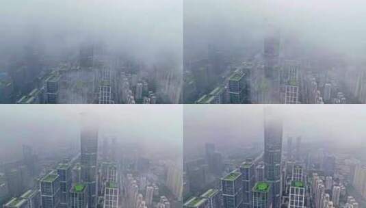 雨天高楼穿云航拍高清在线视频素材下载