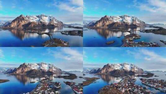 4K航拍挪威亨宁斯维尔足球场自然美景高清在线视频素材下载