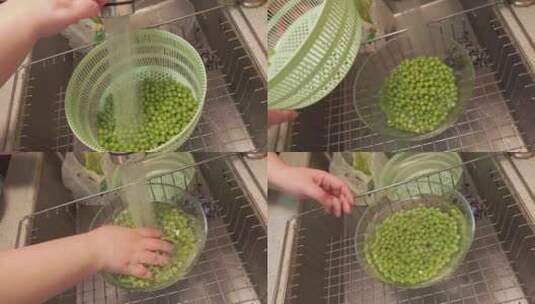 清洗甜豆豌豆青豆高清在线视频素材下载