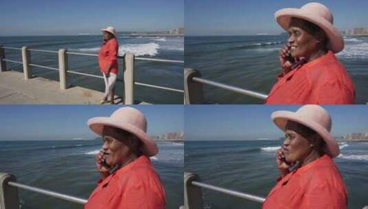 女人，城市，海，栅栏高清在线视频素材下载