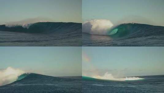 Teahupo'o怪异著名冲浪桶波塔希提高清在线视频素材下载