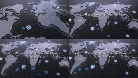 世界地图，科技感，暗色系高清AE视频素材下载