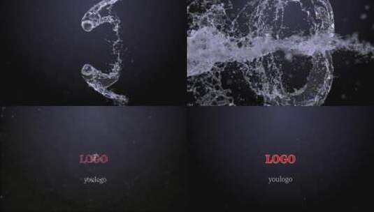 水花液体飞溅LOGO标志展示片头高清AE视频素材下载