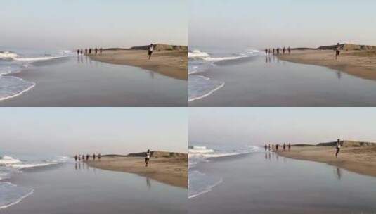 沿着海岸奔跑的人高清在线视频素材下载