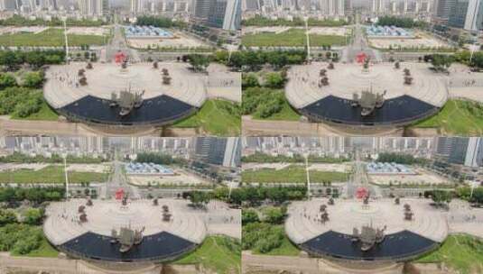 航拍 江西 南昌 红军雕像 广场高清在线视频素材下载