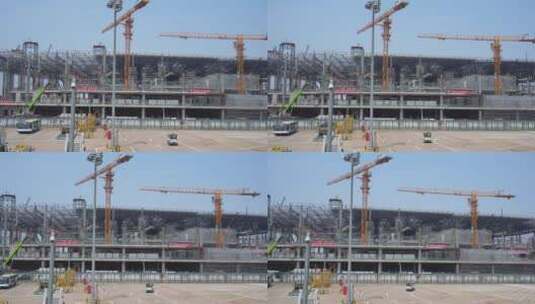 萧山机场T4航站楼钢结构建设施工高清在线视频素材下载