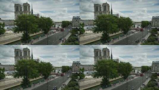 巴黎圣母院景观高清在线视频素材下载