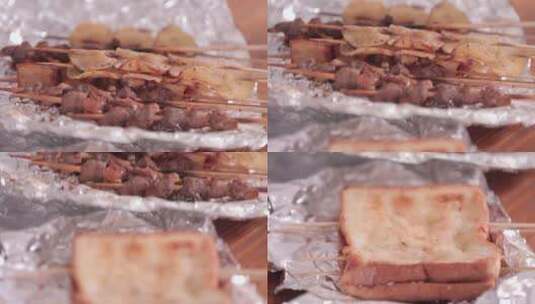 垃圾食品一次性餐盒炸串高清在线视频素材下载