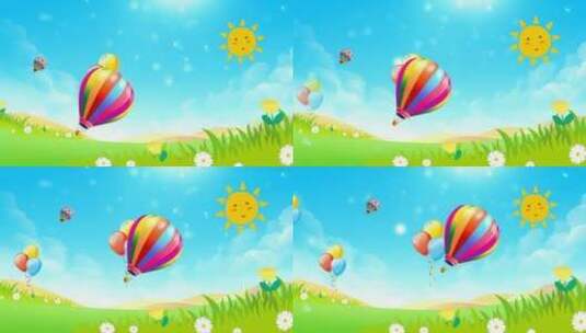 可爱热气球卡通背景视频高清在线视频素材下载