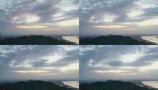 航拍鄂州西山日落延时高清在线视频素材下载