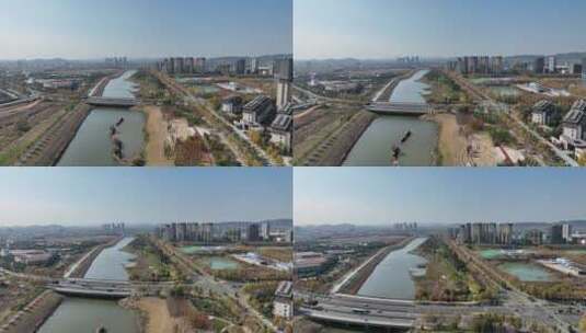 南京江宁城市风光航拍高清在线视频素材下载