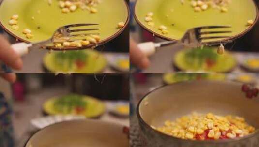 切甜玉米剥玉米粒高清在线视频素材下载